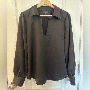 EUC J crew black collared blouse - size M